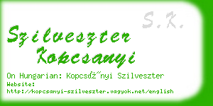 szilveszter kopcsanyi business card